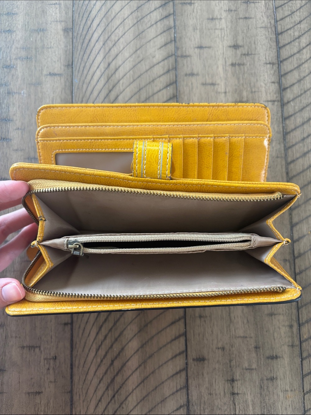 Yellow Women's Zip Wallet with Snap Closure - Picture 7 of 9